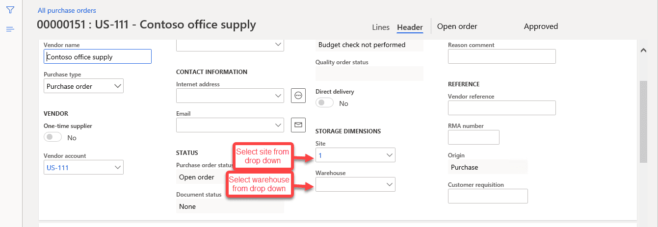 Create purchase order