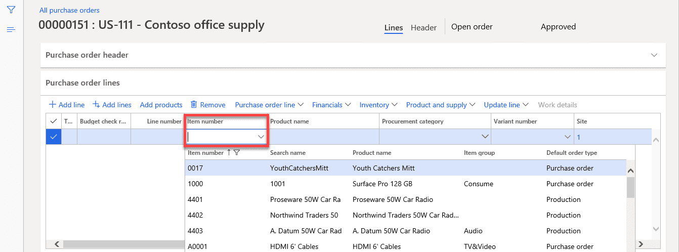 purchase order dynamics 365 step 7