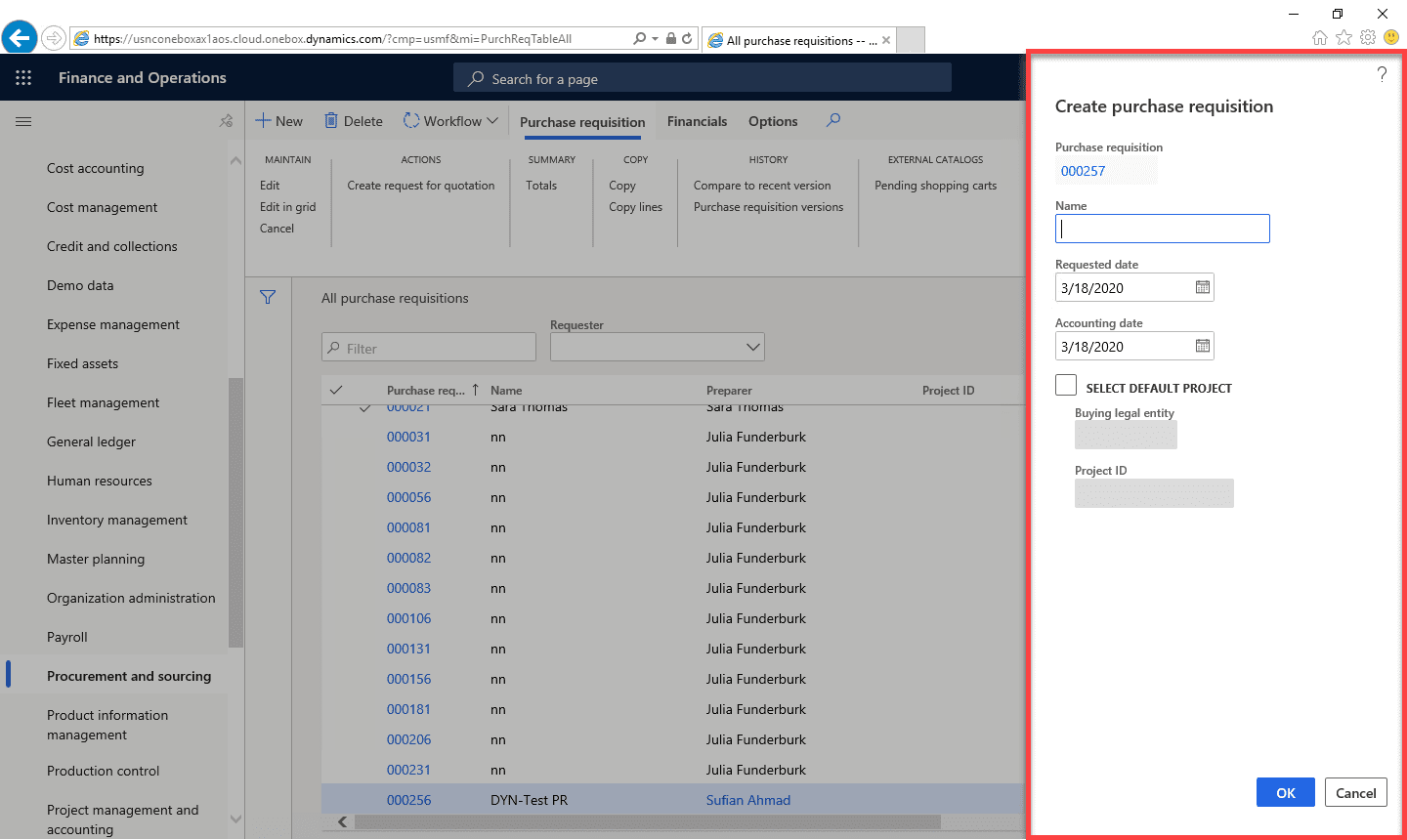 Purchase Requisitions Dynamics 365 Step 4