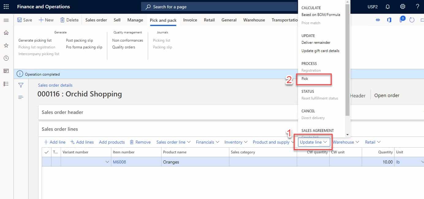 Dynamics 365 Picking List-Step 1