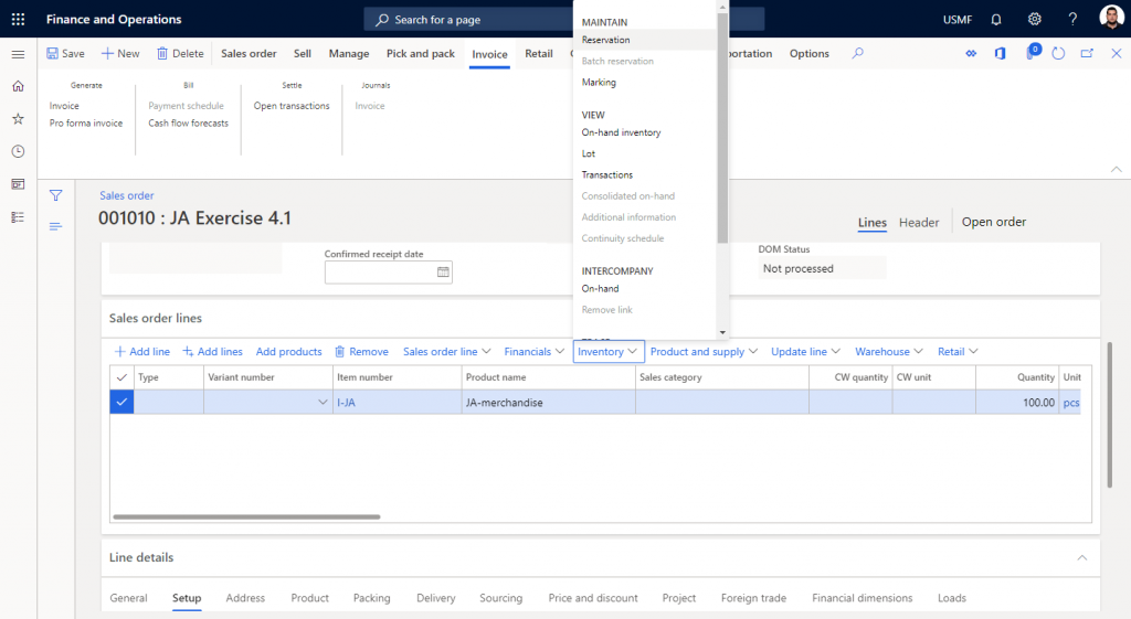 Inventory Reservation Process in Microsoft Dynamics 365