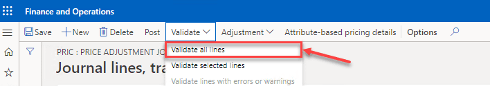 Dynamics 365 Trade Agreement - Validate All Lines