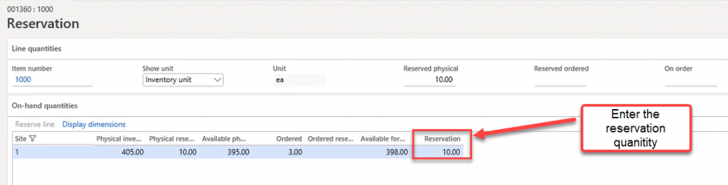 Inventory Reservation Process MS Dynamics 365 Data Model