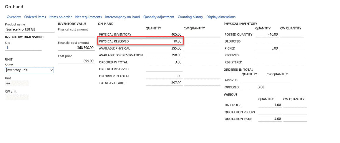 Step 4: Check On-Hand Inventory Reservation