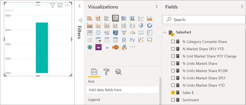 Screenshot of a column chart with a single column.