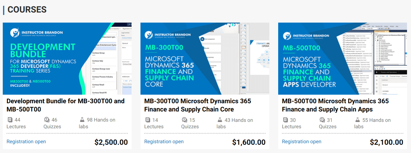 Microsoft Dynamics 365 Courses