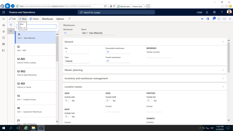 Configuring Warehouses in D365 Supply Chain Management