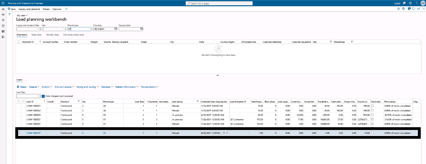 load planning step 1