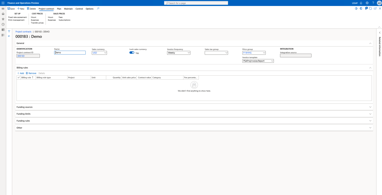 How to Create Advanced Contracts for Billing in D365 FO?