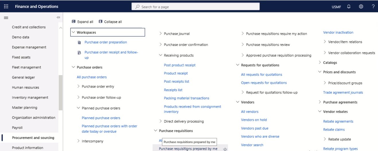 purchase requisition step 1