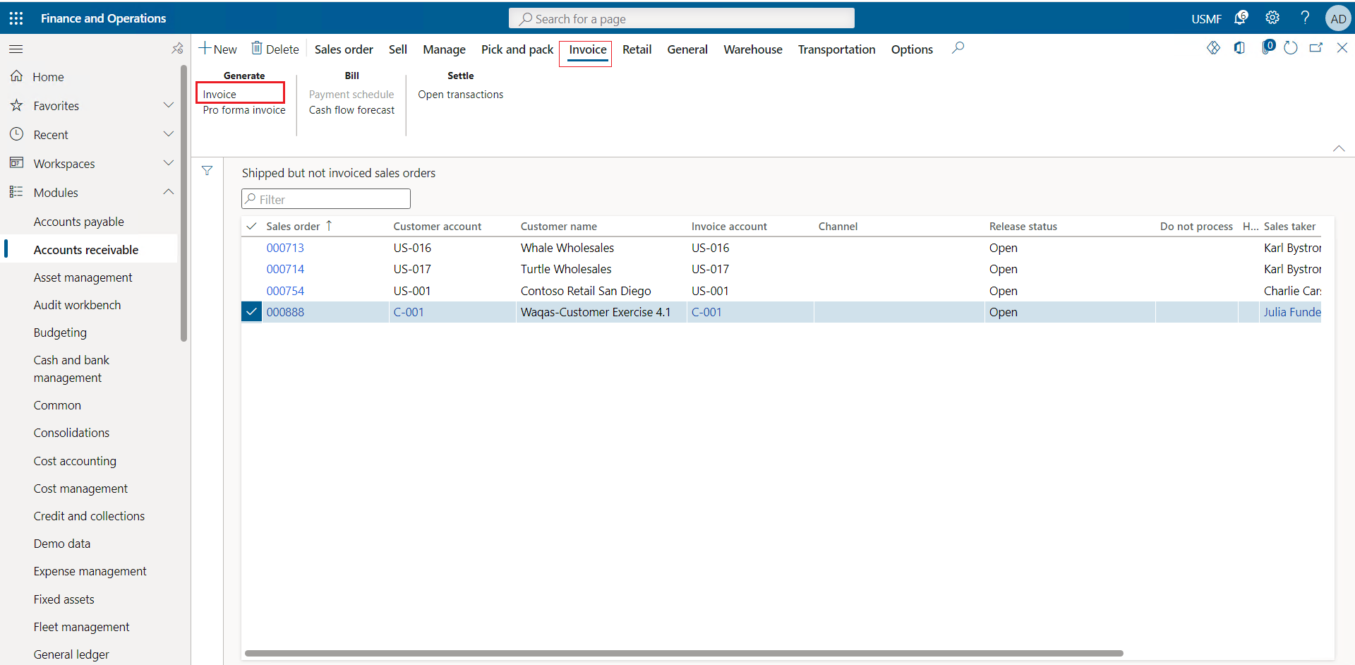 sales invoices step 2