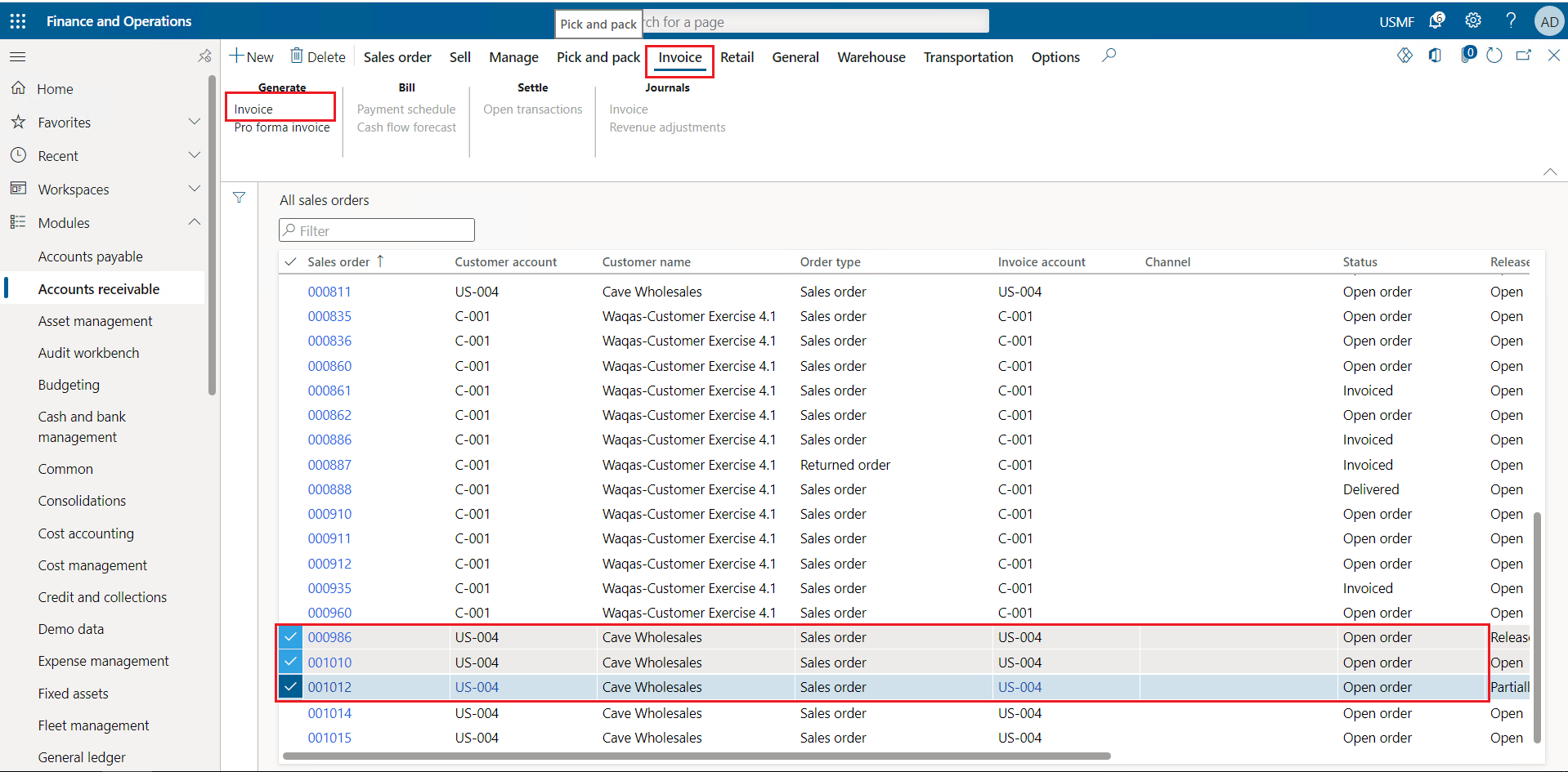 sales invoices step 5