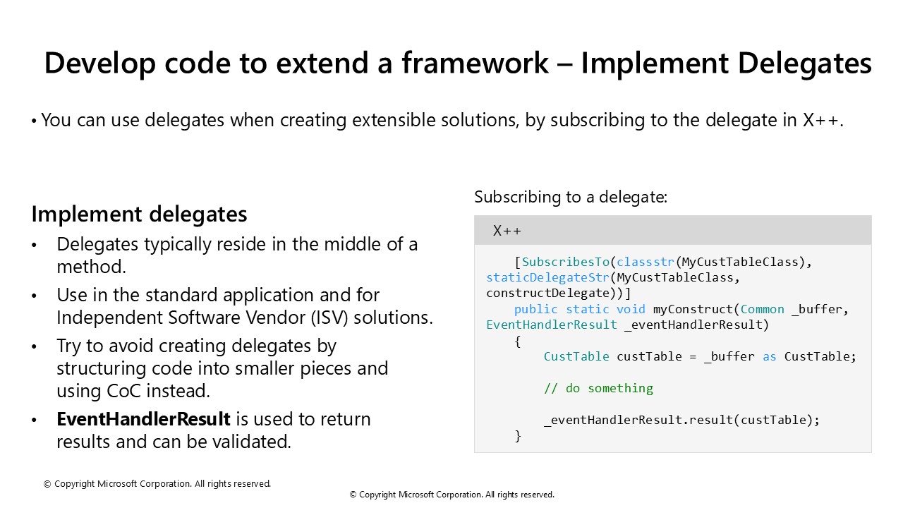Develop code to extend a framework – Implement Delegates - Instructor ...