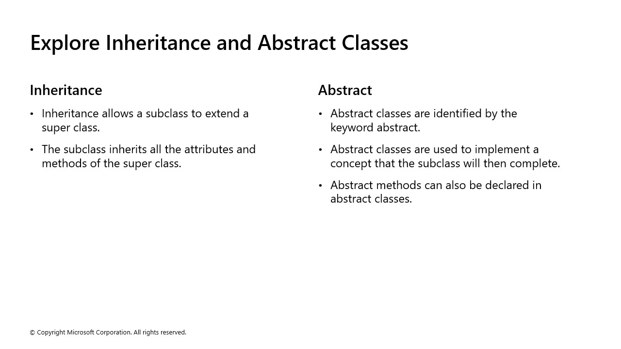 Explore Inheritance and Abstract Classes - Instructor Brandon: Online ...